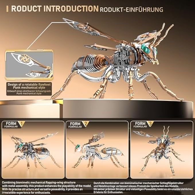 BUMBLEBEE 3D METAL PUZZLE - CREATIVE DIY TOY, PERFECT FOR ADULTS AND KIDS' INTELLECTUAL DEVELOPMENT (ROSE GOLD) - Image 2